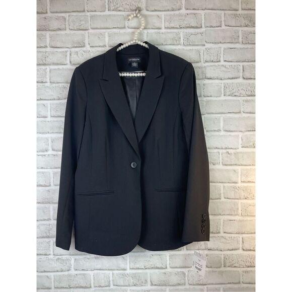 New Liz Claiborne Career Black Blazer One Button Size 14 Classic Staple Jacket - Picture 6 of 6